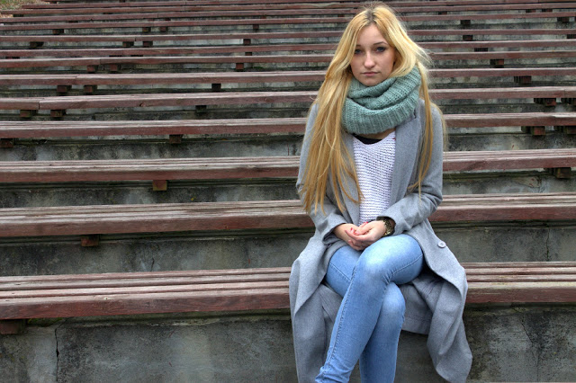 Long grey coat outfit